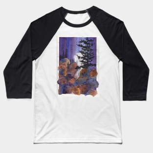 Mountain Moon & Tree Watercolor & Acrylic collage Baseball T-Shirt